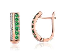 Homxi Damen Ohrringe für Hochzeit 9K Rosegold, Doppelte mit Tansanit, Damen Ohrringe Gold Blau Kreolen