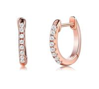 Homxi Damen Ohrringe Rosegold 585 14K, Rund mit Diamant, Damen Ohrringe Rosegold Weiß Creolen