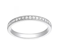 Homxi Damen Trauring 9 Karat Weißgold Ring, Halbe Ewigkeit Rund mit Diamant 0,5 Karat, Damen Hochzeitsringe Bandring Silber, Gr. 57 (18.1)