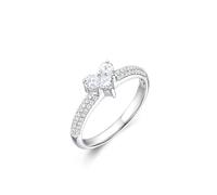 Homxi Damen Trauring Ring Weißgold 14 Karat, Herz mit 0,17 Karat Diamant 0,15 Karat, Damen Ring Verlobungsringe Eheringe Silber, Gr. 51 (16.2)