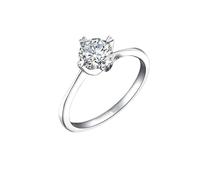 Homxi Damen Trauring Ring Weißgold 9 Karat, Solitäre Rund mit Diamant 0,5 Karat, Eheringe und Verlobungsringe Damen Ringe Silber, Gr. 51 (16.2)