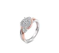 Homxi Damen Trauring Ringe Weißgold und Roségold 9 K, Bicolor Rund mit Moissanit 1 Karat, Damen Verlobung Trauringe Rosegold Silber, Größe 49 (15.6)