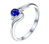 Homxi Damen Trauringe 950 Platin, 4 Zinken Oval mit Saphir 0,79 Karat und Diamant, Damen Verlobung Blau Silber Trauringe, Größe 52 (16.6)