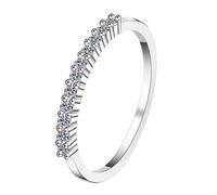 Homxi Damen Trauringe Ringe 750 Weißgold, Rund mit Erstellter Diamant 0,22 Karat, Silber Damen Ring Eheringe und Verlobungsringe, Größe 53 (16.9)