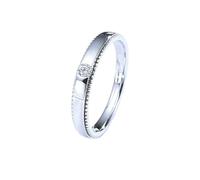 Homxi Damen Trauringe Weißgold Ringe 14K, Einfache Rund mit Diamant 0,07 Karat, Frauen Silber Verlobung Ring, Größe 53 (16.9)