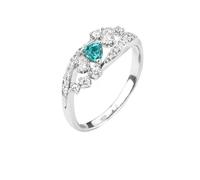 Homxi Damen Trauringe Weißgold Ringe 585, Dreieck mit Paraiba-Turmalin 0,19 Karat und Diamant, Silber Blau Grün Verlobung Ring Damen, Gr. 51 (16.2)