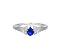 Homxi Damen Verlobungsringe Hochzeitsringe Weißgold 585, Wassertropfen mit Saphir 0,35 Karat und Diamant, Eheringe Verlobung Damen Ring Blau Silber, Gr. 65 (20.7)