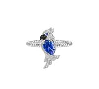 Homxi Eheringe 750 Weißgold Ring Damen, Vogel mit Saphir und Diamant, Damen Hochzeitsringe Ehering Blau Silber, Größe 62 (19.7)