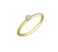 Homxi Eheringe Damenring 18K Gelbgold, Solitäre Rund mit Diamant 0,1 Karat, Damen Verlobung Ringe Gold, Größe 65 (20.7)