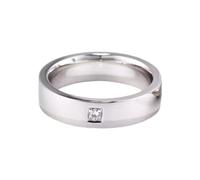Homxi Eheringe Herren Ring Weißgold 9K, Einfache Rund und Quadrat mit Diamant 0,1 Karat, Herren Ring Silber Verlobungsring, Größe 66 (21.0)