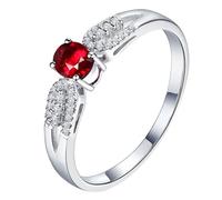Homxi Eheringe Ring 950 Platin Damen, 4 Zinken Oval mit Rubin 0,79 Karat und Diamant, Eheringe und Verlobungsringe Damen Ringe Silber Rot, Gr. 62 (19.7)