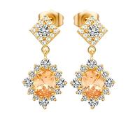 Homxi Gelbgold Ohrringe Hochzeit 585 für Damen, Blume und Oval mit Moissanit, Damen Ohrringe Ohrstecker in Gold