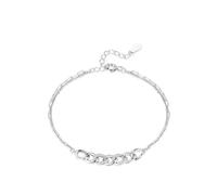 Homxi Gliederarmband Weißgold 18 K für Damen, Einfache Kette mit Diamant, Verstellbare Länge 19 CM + 3 CM, Armband Damen Silber