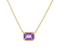 Homxi Halskette mit Anhänger Frauen Gelbgold 9K, 5x7MM Rechteck mit Amethyst, Kette Anhänger Gold Lila Frauen