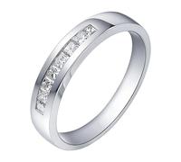 Homxi Herren Trauringe Ring Weißgold 14 Karat, Halbe Ewigkeit Rund mit Diamant 0,3 Karat, Eheringe Verlobung Herren Ringe Silber, Größe 62 (19.7)