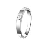 Homxi Herren Trauringe Ring Weißgold 14K, Solitär Quadrat mit Diamant 0,25 Karat, Silber Ring Herren Verlobung, Größe 60 (19.1)