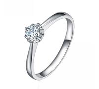 Homxi Hochzeit Damenring Weißgold 750, Solitäre Rund mit Diamant 0,27 Karat, Verlobung Trauringe Damen Silber, Gr. 58 (18.5)