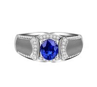 Homxi Hochzeitsringe 750 Ring Damen Weißgold, 4 Zinken Oval mit Saphir 1,125 Karat und Diamant 0,224 Karat, Verlobung Ring Blau Silber für Frauen, Größe 56 (17.8)