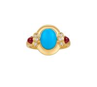 Homxi Hochzeitsringe Damen Gelbgold Ringe 750, Oval mit Türkis 1,5 Karat und Diamant, Damen Gold Blau Verlobungsringe Damen, Gr. 62 (19.7)