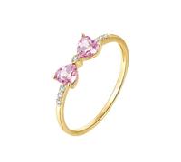 Homxi Hochzeitsringe Damenring Gelbgold 9 Karat, Schleife mit Turmaline und Diamant, Damen Ring Verlobung Gelb Gold und Rosa, Gr. 60 (19.1)