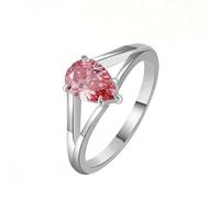 Homxi Hochzeitsringe Damenring Weißgold 750, Solitäre Wassertropfen mit Erstellter Diamant 1 Karat, Silber Rosa Damen Ring Verlobungsring Ehering, Größe 62 (19.7)