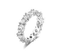 Homxi Hochzeitsringe Weißgold Ring Damen 9 Karat, Marquise und Rund mit Moissanit, Damen Ringe Eheringe Verlobung Silber Gr. 56 (17.8)