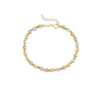 Homxi Kette Armband Damen Gelbgold 750 18K, Perlenkette 4 MM, Verstellbare Länge 20 CM + 3 CM, Gold Armband Damen