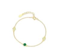 Homxi Kette Armband Gold 585 14K für Damen, Rund mit Erstellter Smaragd und Gelbem Quarz, 18 CM + 5 CM Verlängerung, Armkette Gold Grün Damen