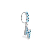 Homxi Lippenring Hellblau Silber 20 Gauge (0.8x8mm), Hoop und Blitz mit Zirkonia, Edelstahl Damen Nasenpiercing