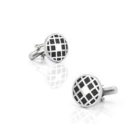 Homxi Manschettenknöpfe Elegant Herren Silber Schwarz, Rund mit Quadrat, Kupfer, Manschettenknöpfe Hochzeit Herren