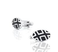 Homxi Manschettenknöpfe Elegant Silber Schwarz Herren, Oval mit Muster, Kupfer, Manschettenknopf Hochzeit für Herren