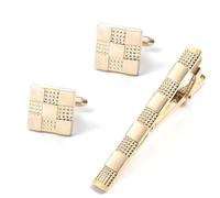 Homxi Manschettenknöpfe und Krawattenklammer Set Elegant Gold Herren, Quadrat, Kupfer, Manschettenknöpfe Hochzeit für Herren