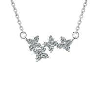 Homxi Necklace for Women 9 Kt White Gold, Flowers with Created Diamond, Women Chain Necklace Silver