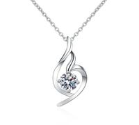 Homxi Necklaces 14K White Gold for Women, Round with Created Diamond, Chain Necklace Women Silver
