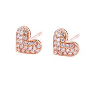 Homxi Ohrringe Hochzeit Rosegold 375 Damen, Herz mit Diamant, Frauen Ohrringe Stecker Rosegold