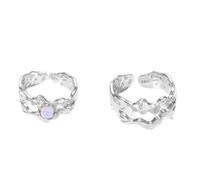 Homxi Paarring Verstellbar 925 Sterling Silber, Geometrisch, Verlobungsring Damen Silber