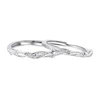 Homxi Paarring Verstellbar 925 Sterlingsilber, Zweige und Blumen, Hochzeit Ringe Silber