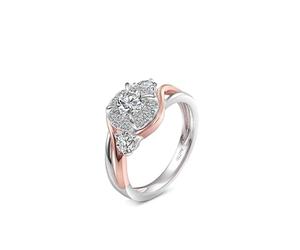 Homxi Trauring Damenring Weißgold und Roségold 750, Bicolor Rund mit Moissanit 1 Karat, Rosegold Silber Damen Ringe Verlobung, Größe 49 (15.6)