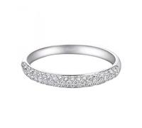 Homxi Trauring Weißgold 585 Damen, Halbe Ewigkeit Rund mit Diamant 0,25 Karat, Damen Verlobung Trauringe Silber, Größe 60 (19.1)