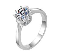 Homxi Trauringe Damenring Weißgold 750, Rund mit Erstellter Diamant 1 Karat, Damen Hochzeitsringe Silber, Größe 56 (17.8)