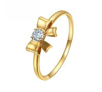 Homxi Trauringe Gelbgold Ring Frauen 9 Karat, Schleife mit Diamant 0,07 Karat, Frauen Verlobung Ringe Gold, Größe 61 (19.4)