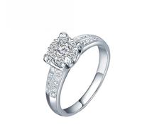 Homxi Trauringe Weißgold Damenring 375, Rund mit Diamant 0,2 Karat, Damen Ring Eheringe Verlobungsringe Silber, Größe 63 (20.1)