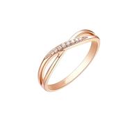 Homxi Verlobungsring Damen Ringe 14 Karat Roségold 585, Kreuz mit Diamant 0,03 Karat, Eheringe Verlobungsringe Damen Ringe Rosegold, Größe 57 (18.1)
