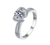 Homxi Verlobungsring Damenring 14 Karat 585 Weißgold, Rund mit Erstellter Diamant 1 Karat, Damen Silber Ringe Verlobung Frauen, Gr. 54 (17.2)