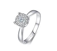 Homxi Verlobungsring Damenring 750 Weißgold, Rund mit Diamant 0,2 Karat, Verlobung Ring für Frauen Silber, Größe 56 (17.8)