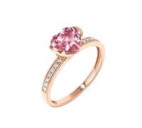 Homxi Verlobungsring Damenring Roségold 14K, Herz mit Turmaline 1 Karat und Diamant 0,11 Karat, Damen Verlobungsringe Frauen Ring Rosegold, Größe 61 (19.4)