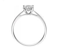 Homxi Verlobungsring Ring 950 Platin Damen, 4 Zinken Rund mit Diamant 0,16 Karat, Silber Verlobung Trauringe Damen, Größe 49 (15.6)