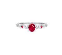 Homxi Verlobungsring Weißgold Damen 375, 4 Zinken Oval mit Rubin 0,4 Karat und Diamant, Damen Ringe Silber Rot Verlobung, Gr. 49 (15.6)