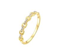 Homxi Verlobungsringe 585 Gelbgold Ring Damen, Hohlkette mit Diamant 0,05 Karat, Gold Damenring Verlobungsring, Größe 62 (19.7)