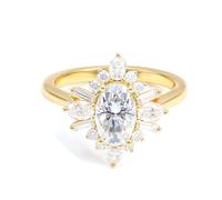 Homxi Verlobungsringe 750 Gelbgold Ring Damen, Blume und Oval mit Moissanit 3 Karat, Damen Hochzeitsringe Eheringe Frauen Gold, Gr. 62 (19.7)